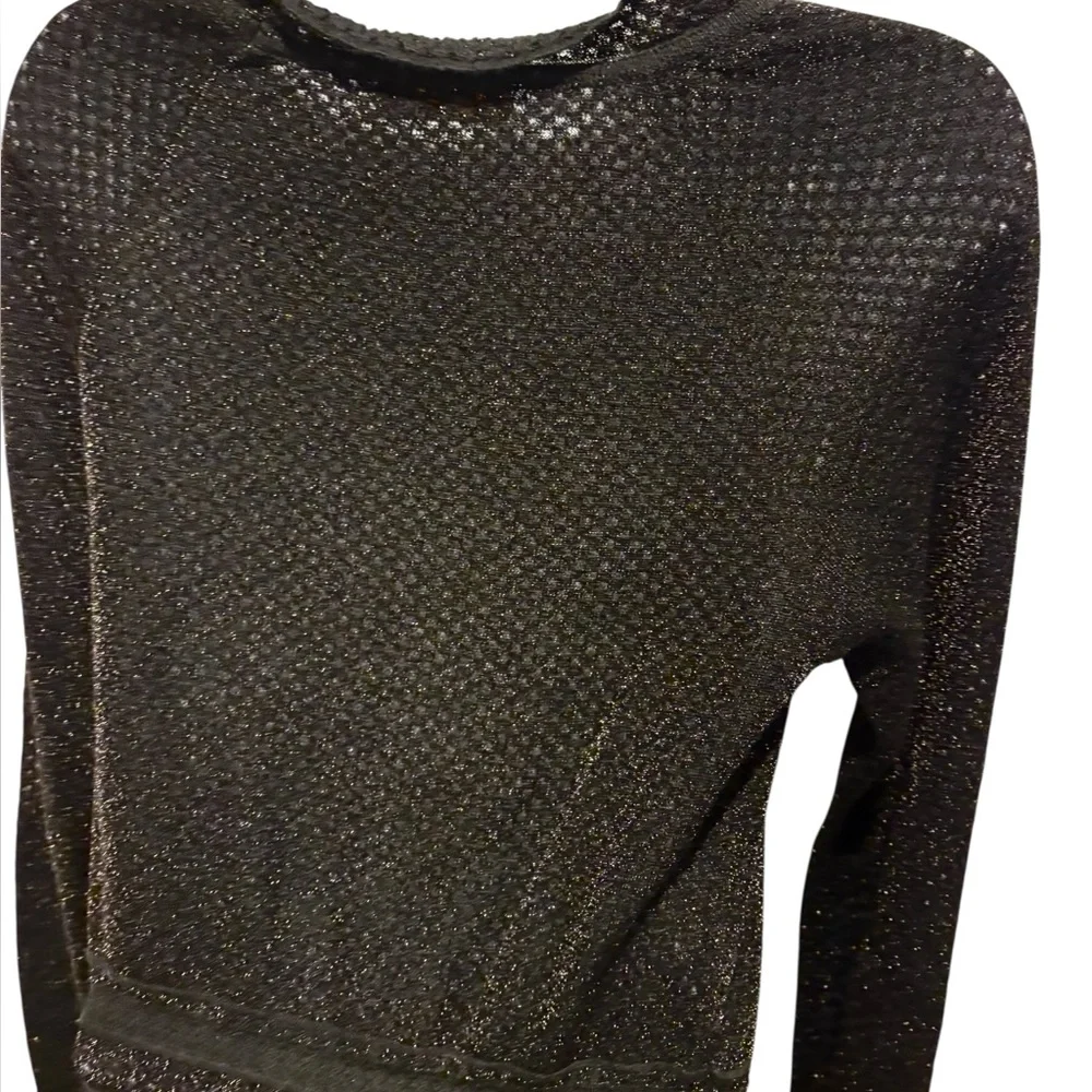 TORY BURCH Isabelle Long Sleeve Metallic Fit & Flare Dress Black Size Small